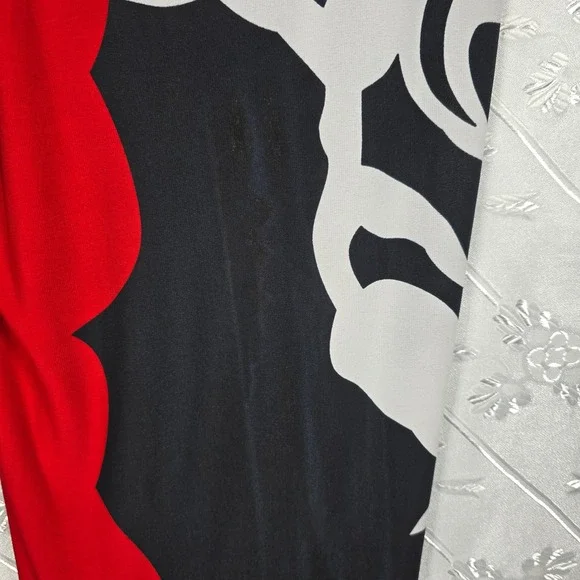 Frank Lyman Design Wide Leg Pants Woman Size 8 Red Black White Abstract Floral - Picture 9 of 11